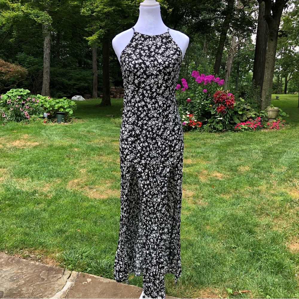 Lulus Black and White Floral Maxi Dress